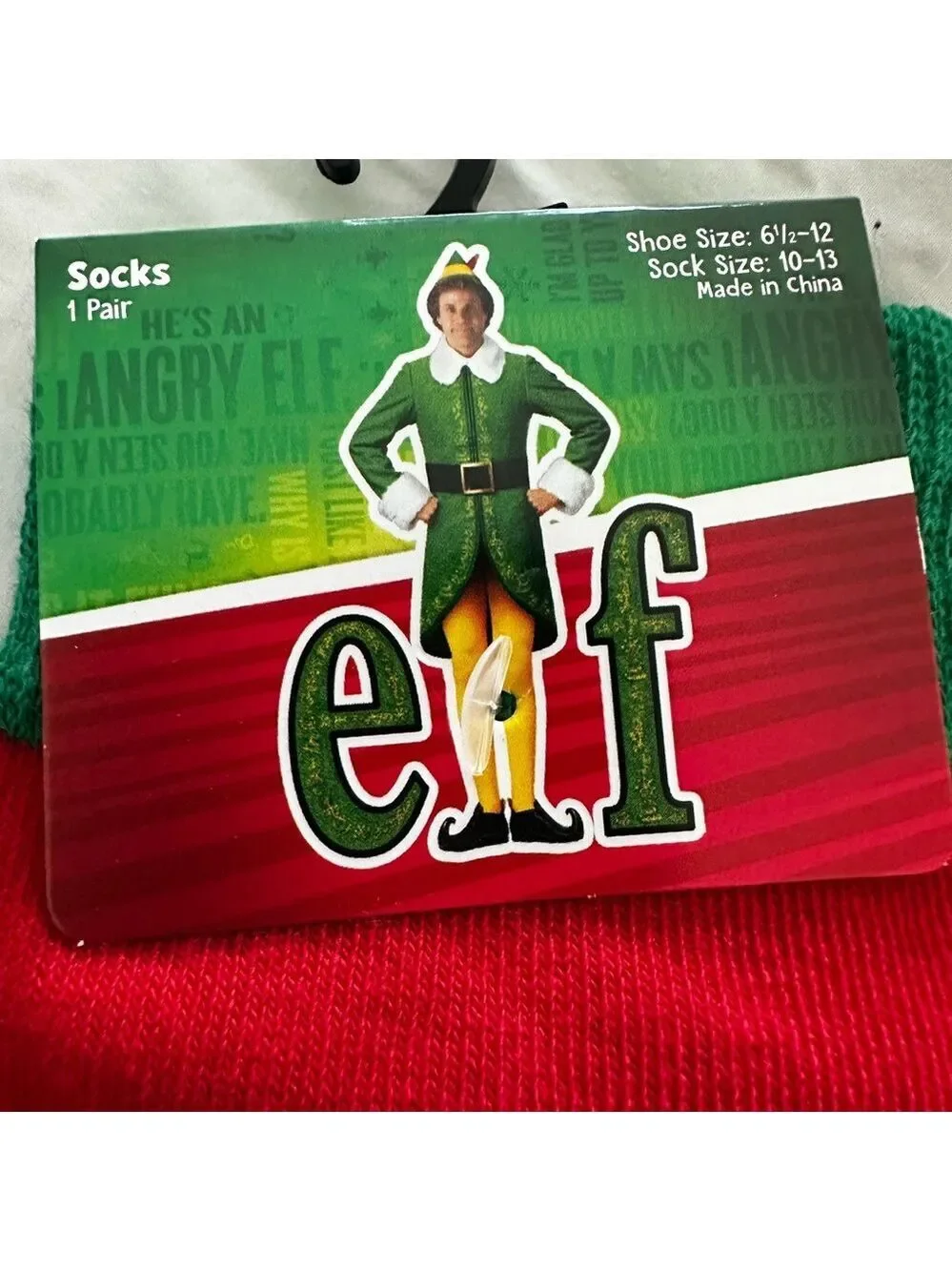 ELF Festive Red and Green Socks
